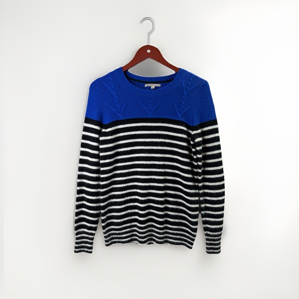 GAP Stretch Navy Blue & White Striped Knit Pullover Sweater Women's Small